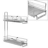 Vidaxl Drahtkorb Küche ausziehbar 2-layer 47x15x54.5 cm Silberfarbe