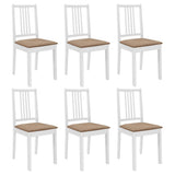 Vidaxl eetkamerstoelen met kussens 6 st massief hout wit