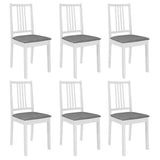 Vidaxl eetkamerstoelen met kussens 6 st massief hout wit
