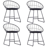 Vidaxl eetkamerstoelen met kunstleren zittingen 4 st staal zwart