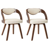 Vidaxl eetkamerstoelen 2 st gebogen hout en kunstleer crèmekleurig