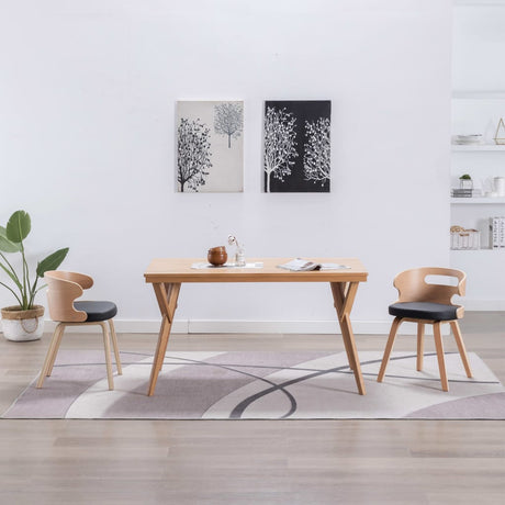 Vidaxl eetkamerstoelen 2 st gebogen hout en kunstleer