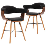 Vidaxl eetkamerstoelen 2 st kunstleer en gebogen hout zwart