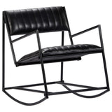 Vidaxl schommelstoel echt leer zwart