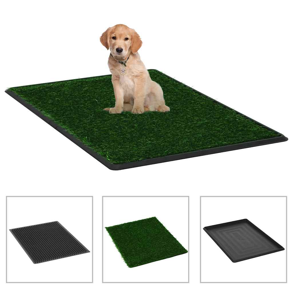 Vidaxl Pet Toilette mit Behälter und künstlichem Gras 76x51x3 cm Grün
