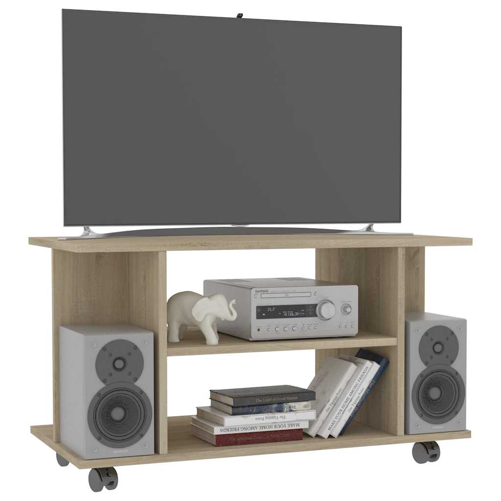 Vidaxl tv-meubel met wieltjes 80x40x45 cm bewerkt hout sonoma eiken