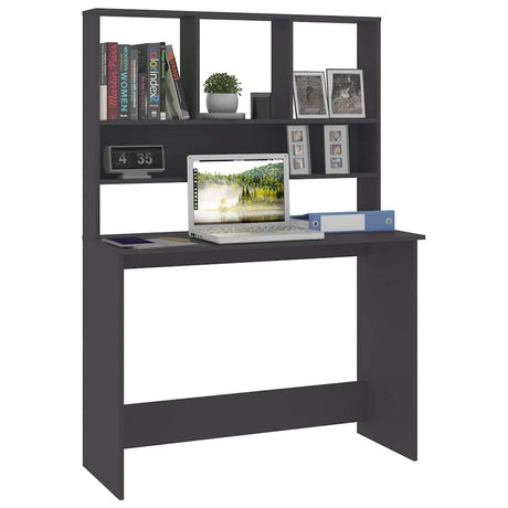 Vidaxl bureau met schappen 110x45x157 cm bewerkt hout grijs
