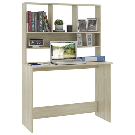 Vidaxl bureau met schappen 110x45x157cm bewerkt hout sonoma eikenkleur