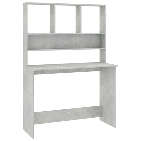 Vidaxl bureau met schappen 110x45x157 cm bewerkt hout betongrijs