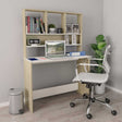 Vidaxl bureau met schappen 110x45x157cm bewerkt hout wit en eikenkleur