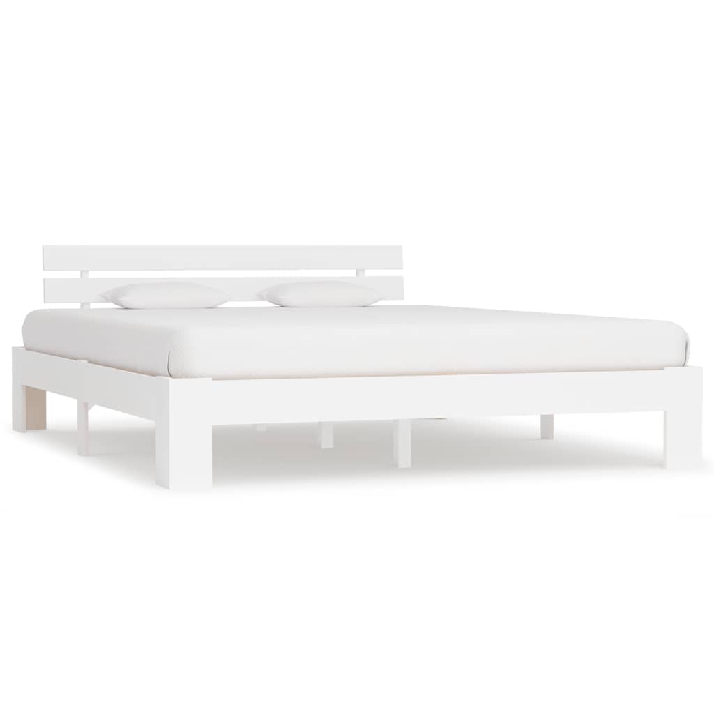 Vidaxl bedframe met hoofdbord massief grenenhout wit 160x200 cm