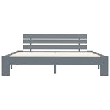 Vidaxl bedframe met hoofdbord massief grenenhout grijs 160x200 cm