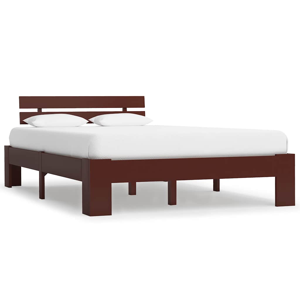 Vidaxl bedframe massief grenenhout donkerbruin 120x200 cm