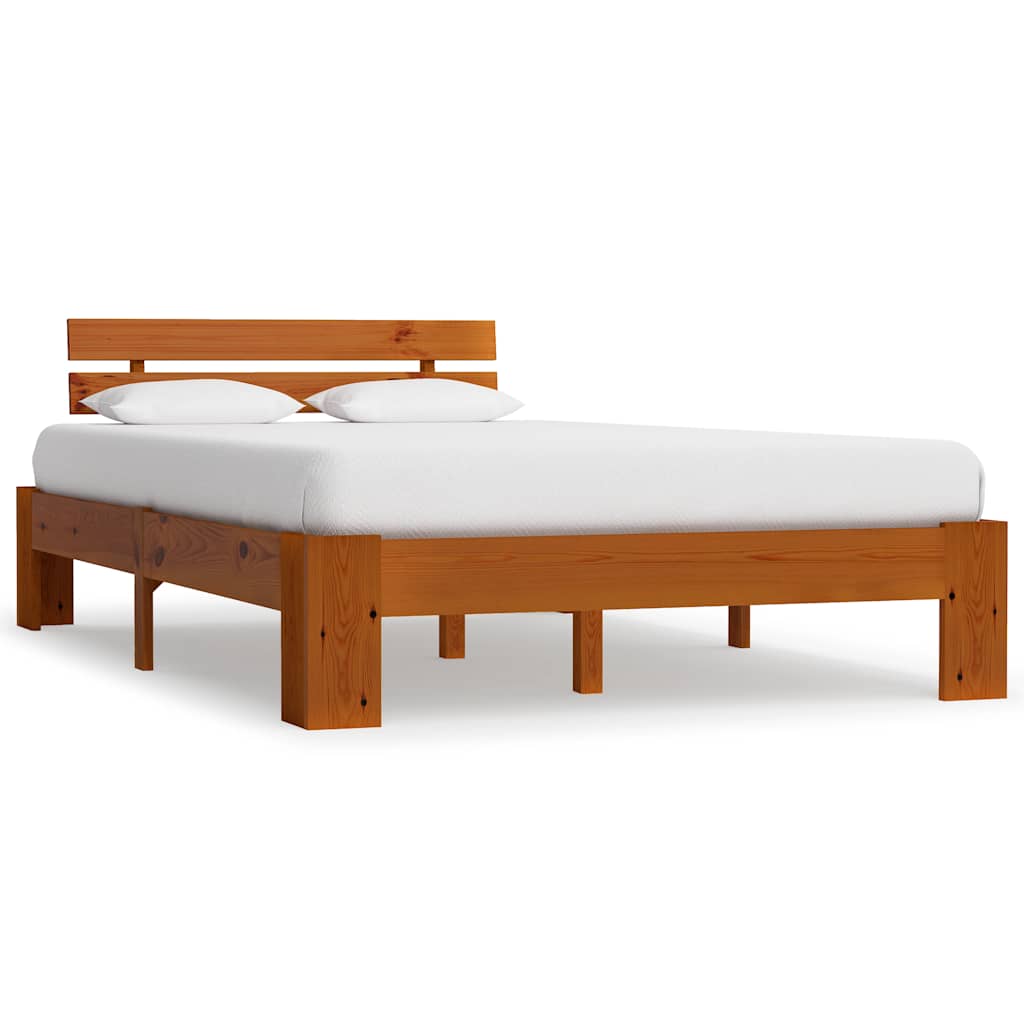 Vidaxl bedframe met hoofdbord grenenhout honingbruin 140x200 cm
