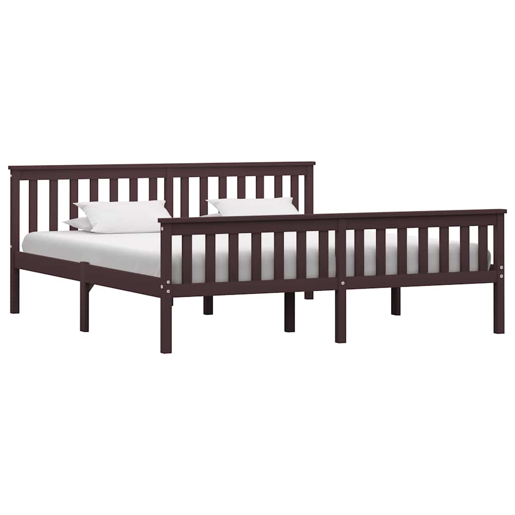Vidaxl bedframe massief grenenhout donkerbruin 180x200 cm