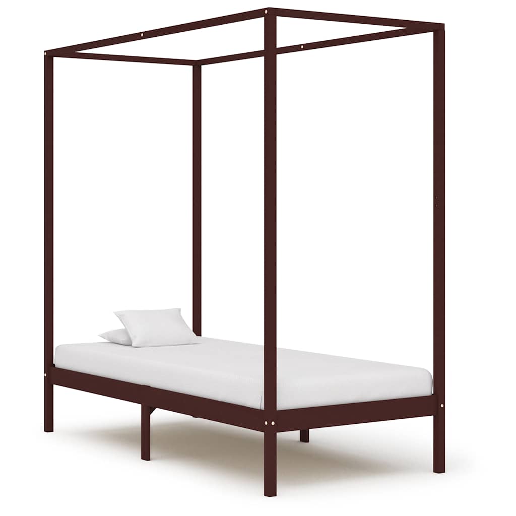 Vidaxl hemelbedframe massief grenenhout donkerbruin 90x200 cm