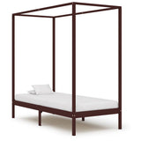 Vidaxl hemelbedframe massief grenenhout donkerbruin 100x200 cm