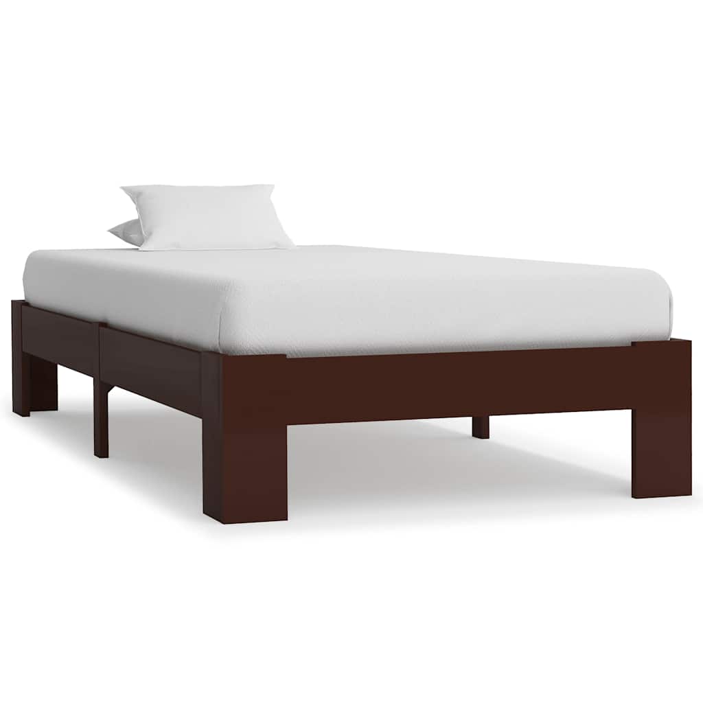 Vidaxl bedframe massief grenenhout donkerbruin 90x200 cm