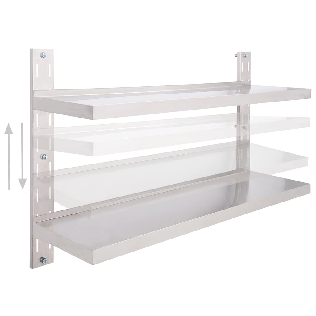 Vidaxl zwevend schap 2-laags 120x30 cm roestvrij staal