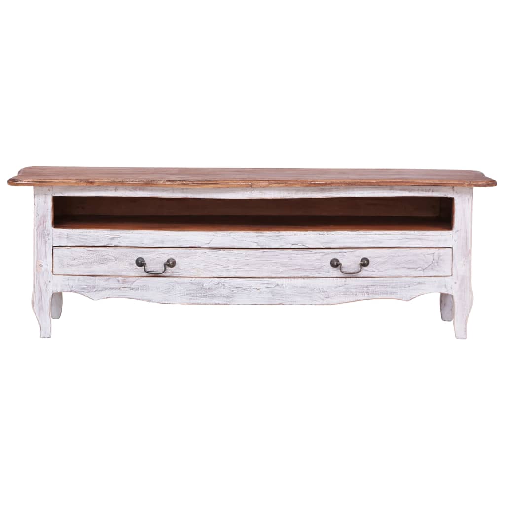 Vidaxl tv-meubel 120x30x40 cm massief mahoniehout wit