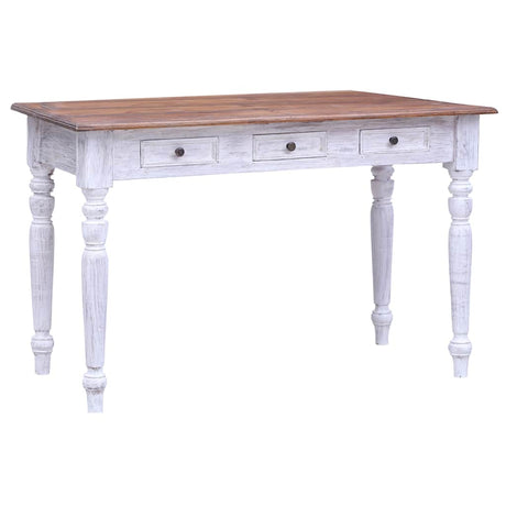 Vidaxl bureau met lades 117x57x75 cm massief mahoniehout wit