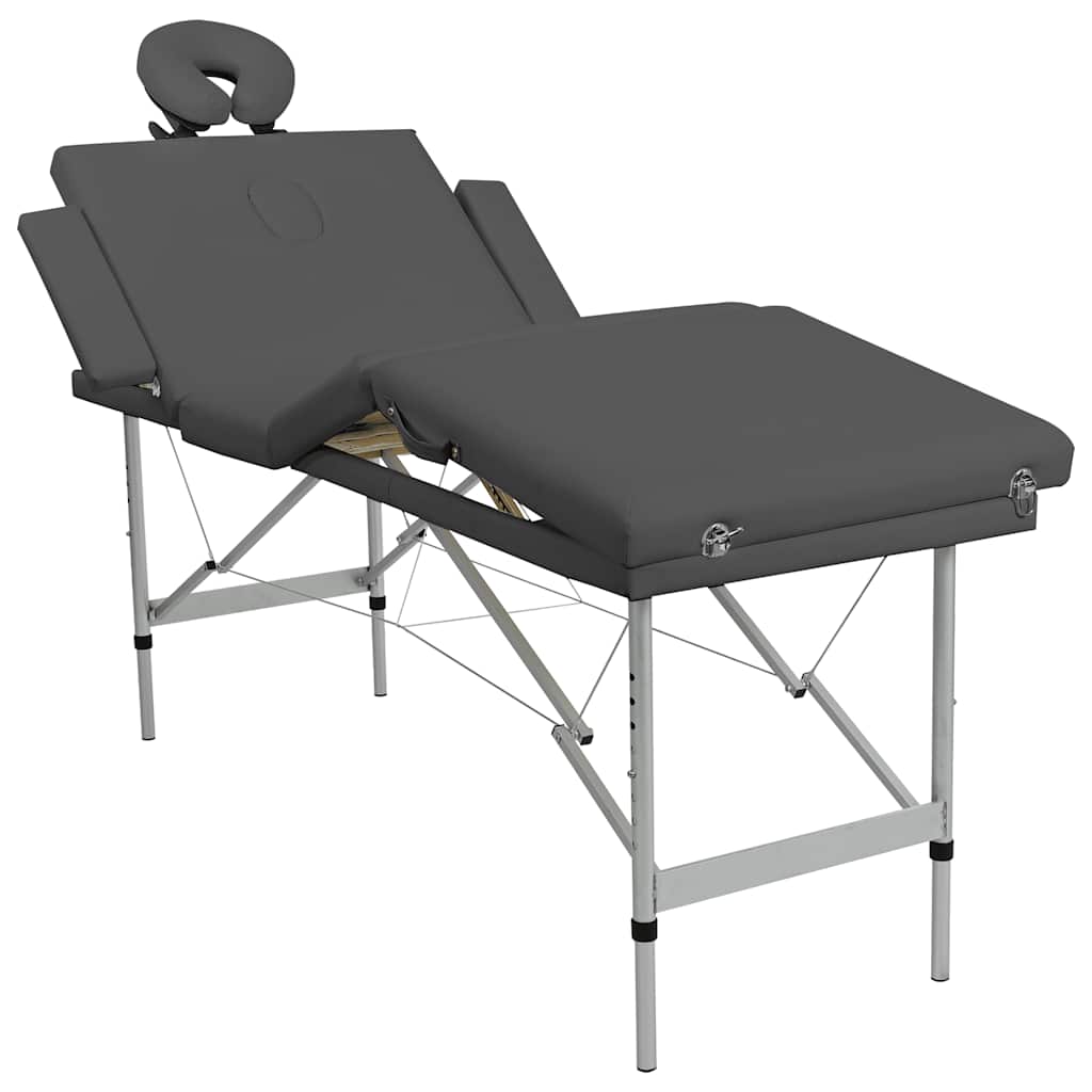VidaXL Massageliege mit 4 Zonen 186x68 cm Aluminiumgestell Anthrazit