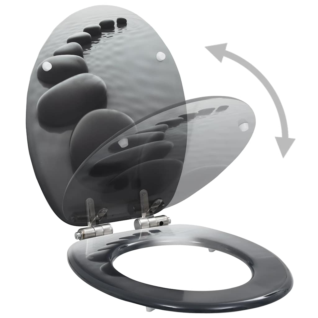 VidaXL WC-Sitze 2 Stück mit Soft-Close-Deckel MDF-Steindesign