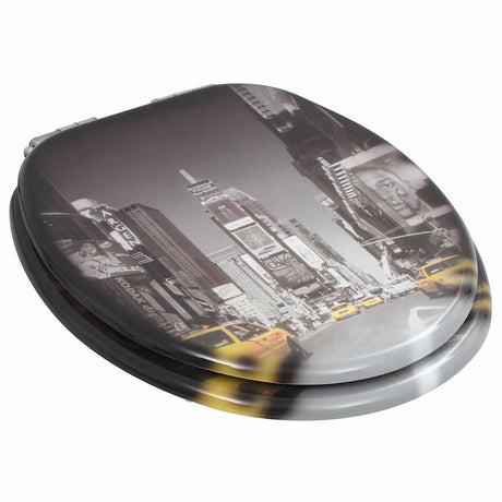 VidaXL Toilettensitze 2 Stück mit Soft-Close-Deckel MDF New York Design