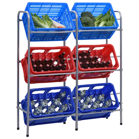 Vidaxx Lagerregal für 6 Kisten 96x33x116 cm Griff silberfarben