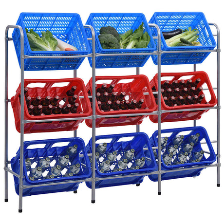 Vidaxx Lagerregal für 9 Kisten 145x33x116 Stahl silberfarben