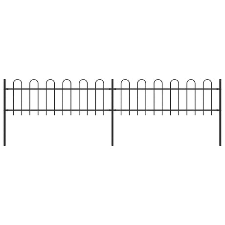 Vidaxl Gartenzaun mit runden oberen 3,4x0,6 m Stahlschwarz