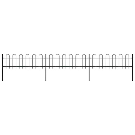 Vidaxl Gartenzaun mit runden Top 5,1 x 0,6 m Stahlschwarz