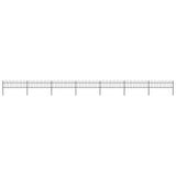 Vidaxl Gartenzaun mit runden Top 11.9x0,6 m Stahlschwarz