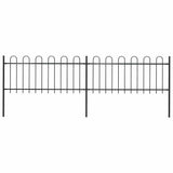 Vidaxl Gartenzaun mit runden Top 3,4x0,8 m Stahlschwarz