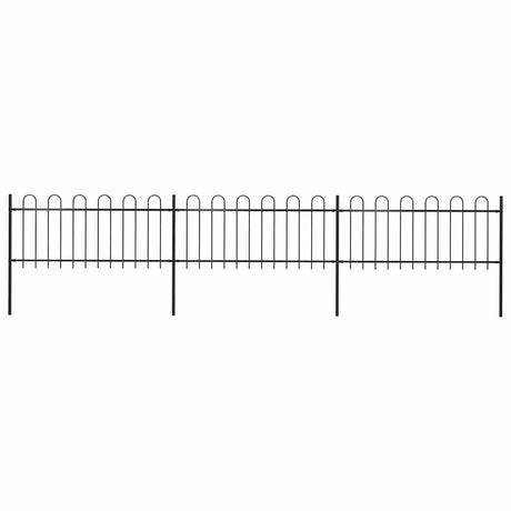 Vidaxl Gartenzaun mit runden Top 5,1 x 0,8 m Stahlschwarz