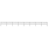 Vidaxl Gartenzaun mit runden Top 13,6x0,8 m Stahlschwarz