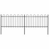 Vidaxl Gartenzaun mit runden oberen 3,4 x 1 Stahlschwarz