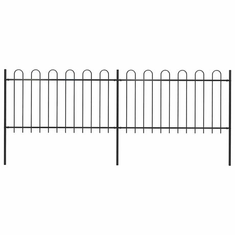 Vidaxl Gartenzaun mit runden oberen 3,4 x 1 Stahlschwarz