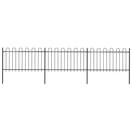 Vidaxl Gartenzaun mit runden Top 5,1x1 m Stahlschwarz