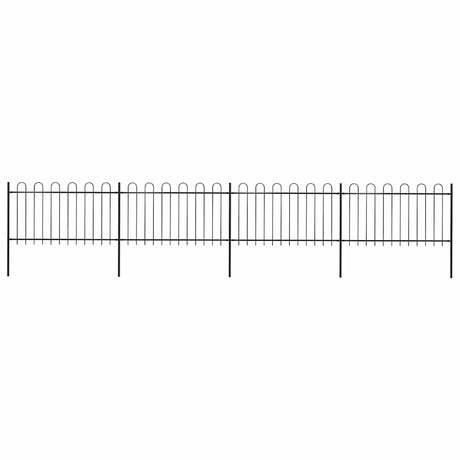 Vidaxl Gartenzaun mit runden Top 6,8x1 m Stahlschwarz