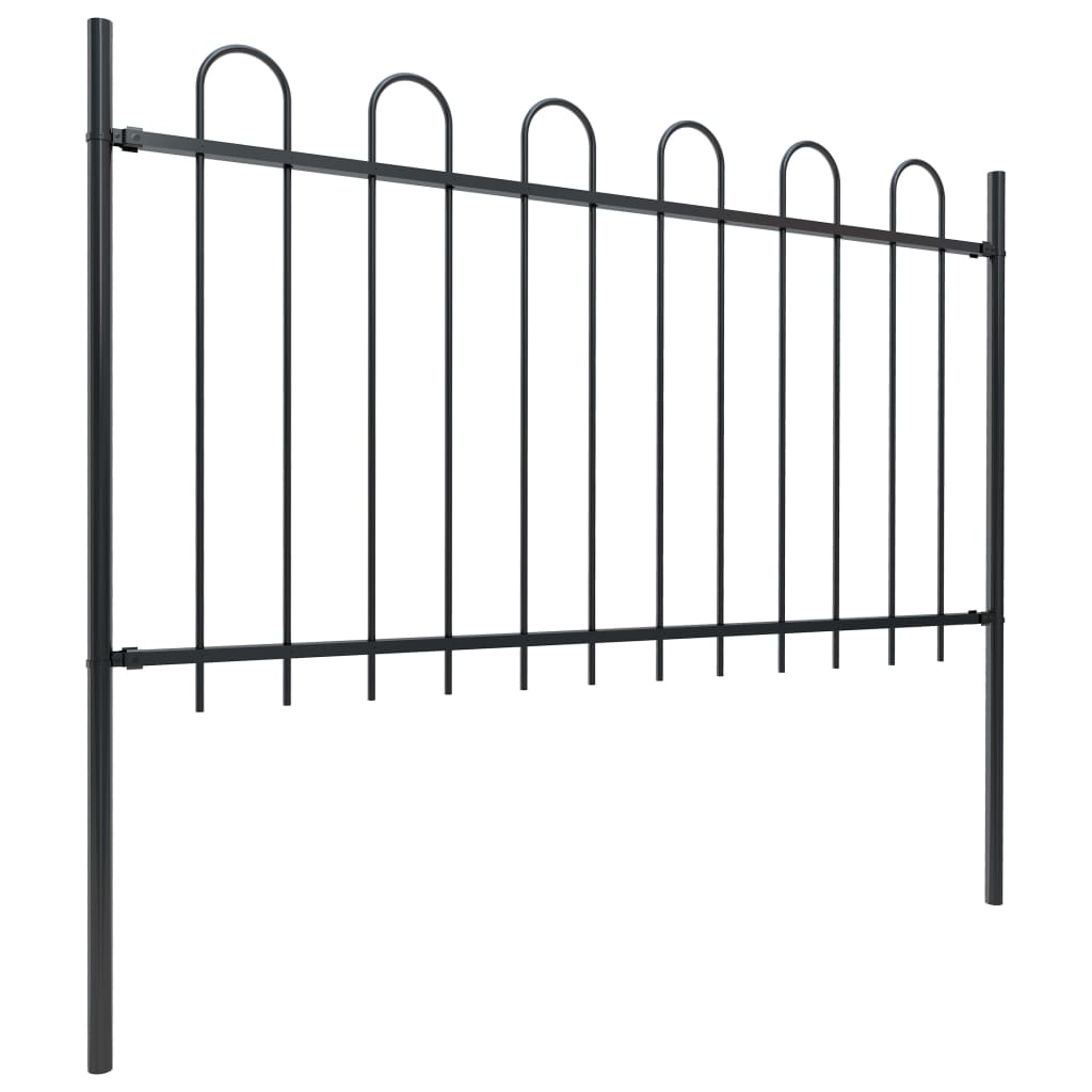 Vidaxl Gartenzaun mit runden Top 11,9x1 m Stahlschwarz