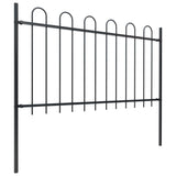 Vidaxl Gartenzaun mit runden Top 15,3x1 m Stahlschwarz