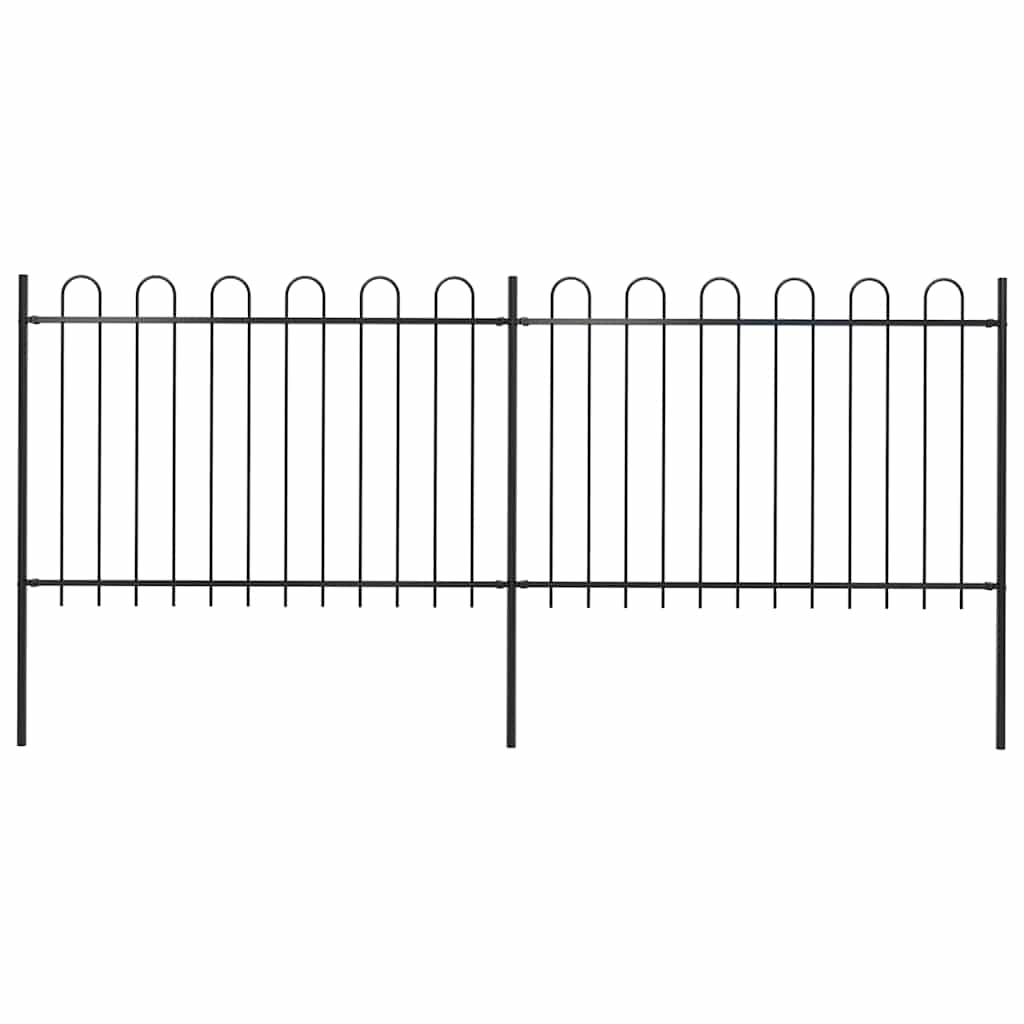 Vidaxxl Gartenzaun mit Ringaufsatz Stahl 359x120 cm schwarz