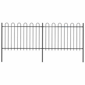 Vidaxxl Gartenzaun mit Ringaufsatz Stahl 359x120 cm schwarz