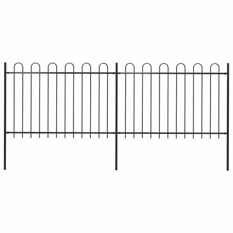 Vidaxxl Gartenzaun mit Ringaufsatz Stahl 359x120 cm schwarz