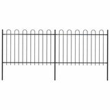 Vidaxl Gartenzaun mit runden oberen 3,4x1,2 m Stahlschwarz