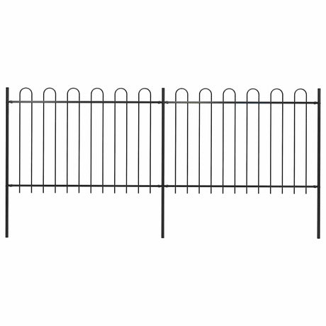 Vidaxl Gartenzaun mit runden oberen 3,4x1,2 m Stahlschwarz