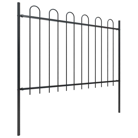 Vidaxxl Gartenzaun mit Ringaufsatz Stahl 359x120 cm schwarz