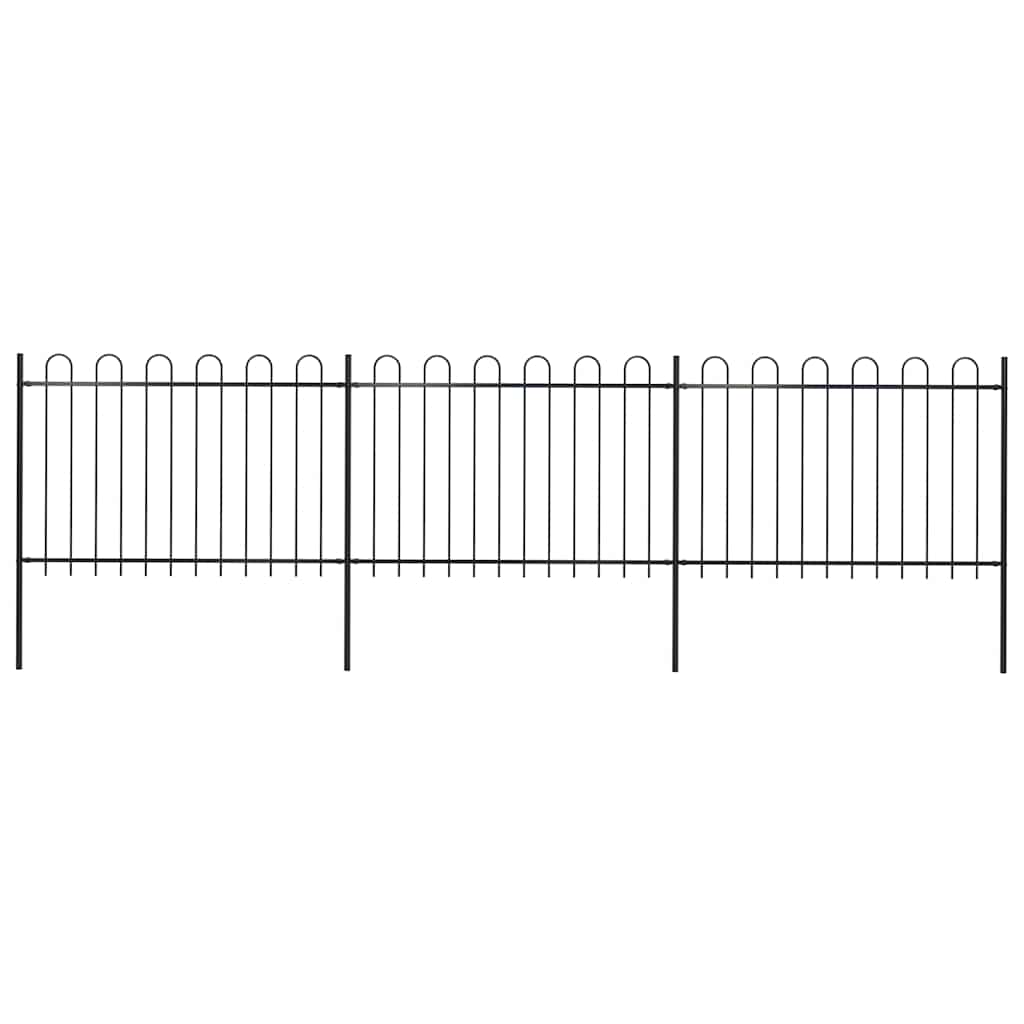 VidaXL Gartenzaun mit Ringaufsatz Stahl 537x120 cm schwarz