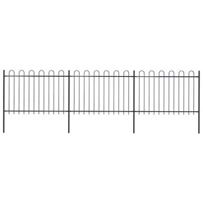 VidaXL Gartenzaun mit Ringaufsatz Stahl 537x120 cm schwarz